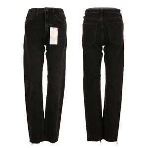 Zara Black High Rise Raw Hem Skinny Ankle Jeans Size 0 NWT